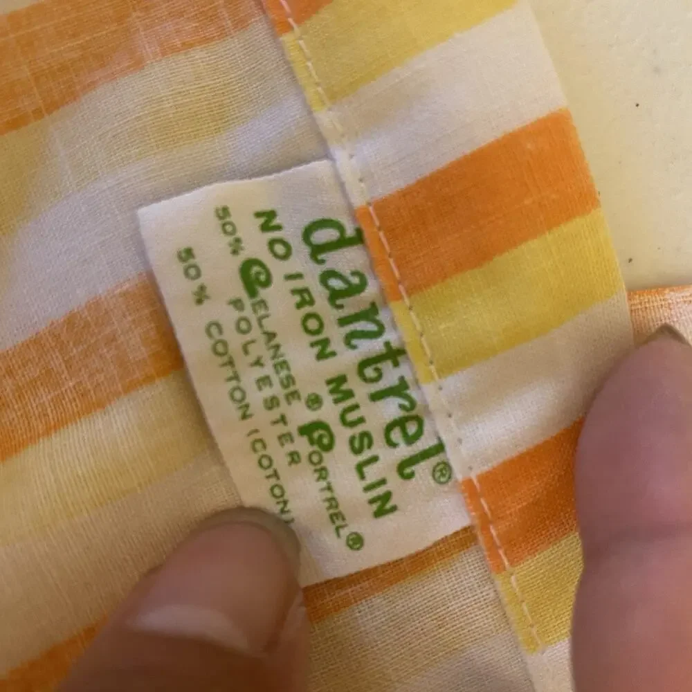 VTG Cotton Blend Full Size Flat Sheet Strips Cottagecore Home Collection 82x94”